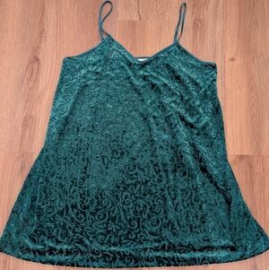 Vintage Intimates By Lane Bryant Green Velvet Burnout Mini Dress Nightie Size 2X